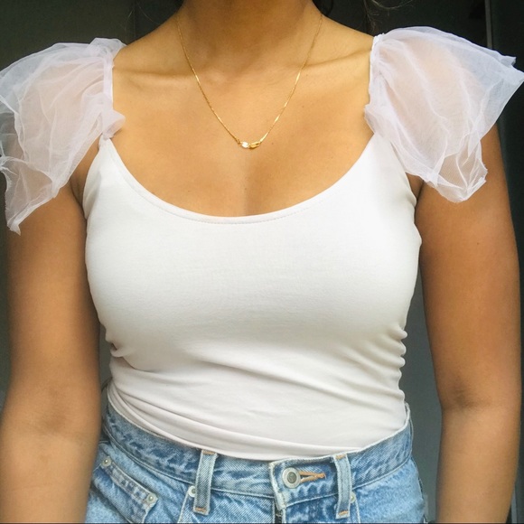 Top With Tulle Sleeves - NWOT - Picture 1 of 2